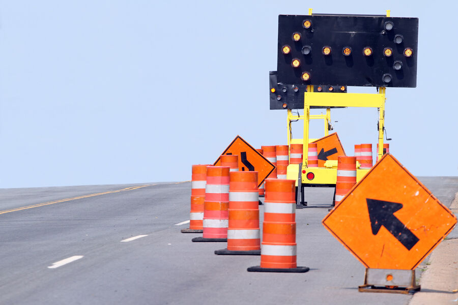 Road construction, lane shift (stock photo)
